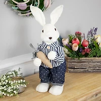 19" Navy Blue Standing Boy Bunny with Carrot Easter Figure