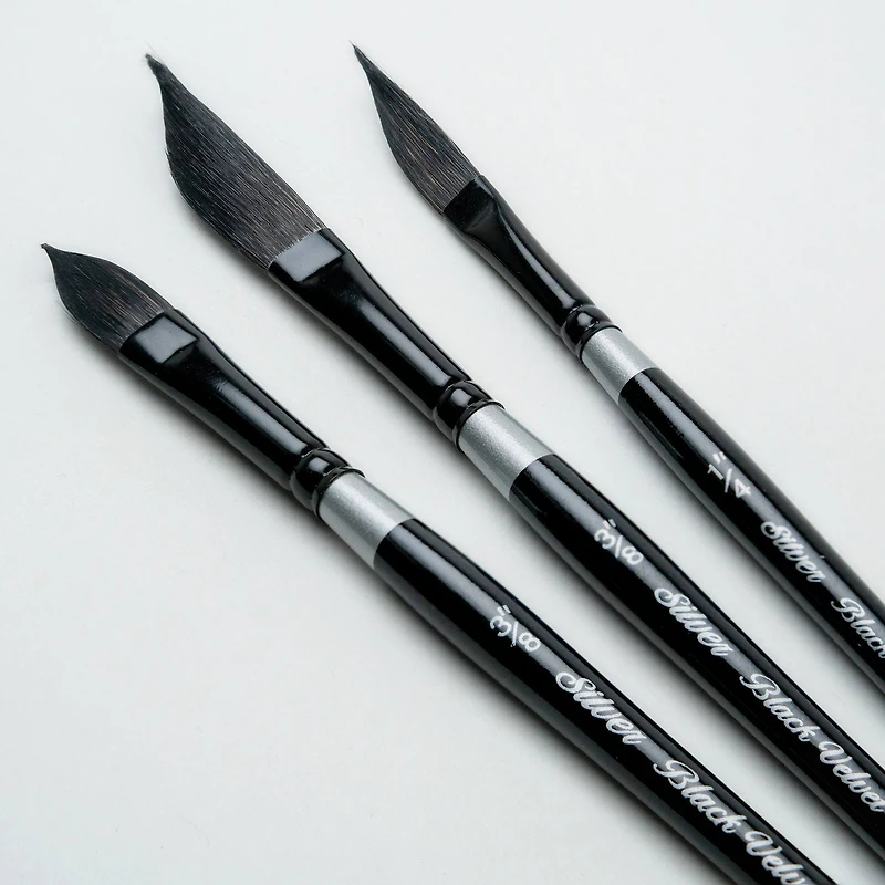 Silver Brush Limited Black Velvet Dagger/Oval Brushes, Pack of 3