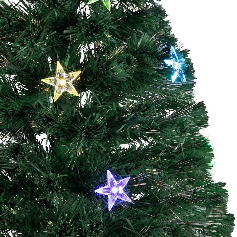 3ft. Pre-Lit Fiber Optic Artificial Christmas Tree with Stars