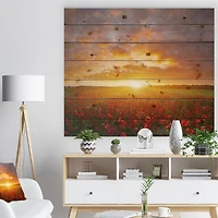 Designart - Poppy Field under Bright Sunset