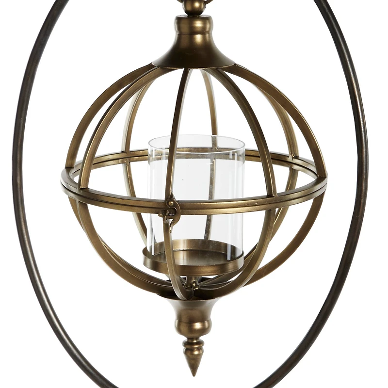 Bronze Iron Modern Candle Holder Lantern, 66" x 16" x 11"