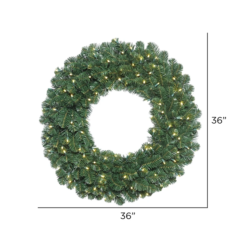 36" Warm White LED Oregon Fir Double Door Wreath Halves