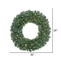 36" Warm White LED Oregon Fir Double Door Wreath Halves