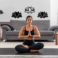 RoomMates Black Line Art Lotus Peel & Stick Giant Wall Decal Set