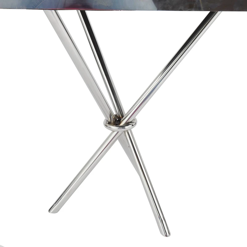 Silver Aluminum Contemporary Game Set Table, 4" x 25" x 22"