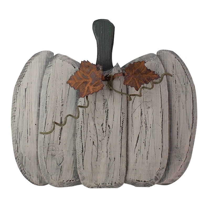 15" White Wooden Pumpkin Tabletop Décor