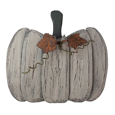 15" White Wooden Pumpkin Tabletop Décor