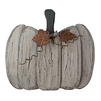 15" White Wooden Pumpkin Tabletop Décor