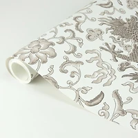 Scalamandre Gray Chien Dragon Peel & Stick Wallpaper