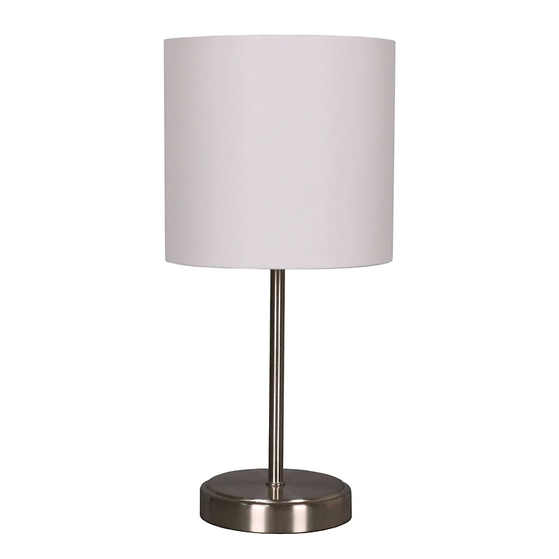 15" Silver Metal Table Lamp with White Fabric Shade by Ashland®