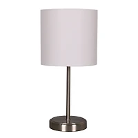 15" Silver Metal Table Lamp with White Fabric Shade by Ashland®