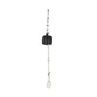2ft. Black Ceramic Handmade Textured Bell Windchime with Cascading White Disks