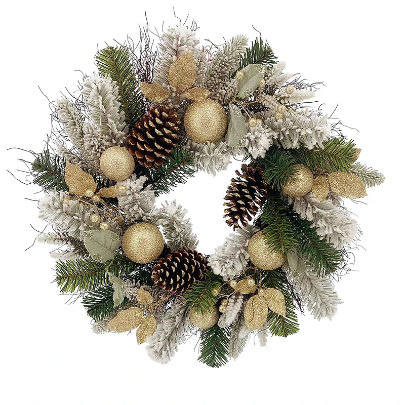 24" Gold Ornament & Pine Wreath by Ashland®