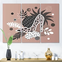 Designart - Leopard High-Heeled Shoes Tropical Leaves