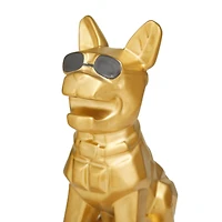 CosmoLiving by Cosmopolitan 10" Gold Bulldog Sculpture with Sunglasses Set