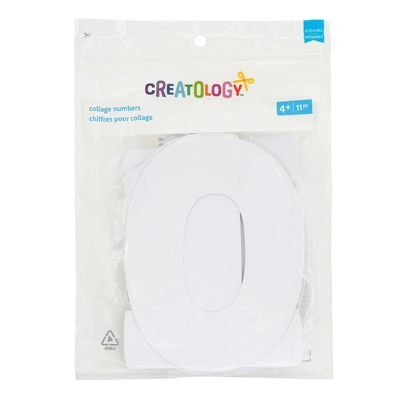 7" White Paper Collage Numbers by Creatology™