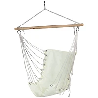 37.25" x 33" Cream Hammock Chair with Wooden Bar
