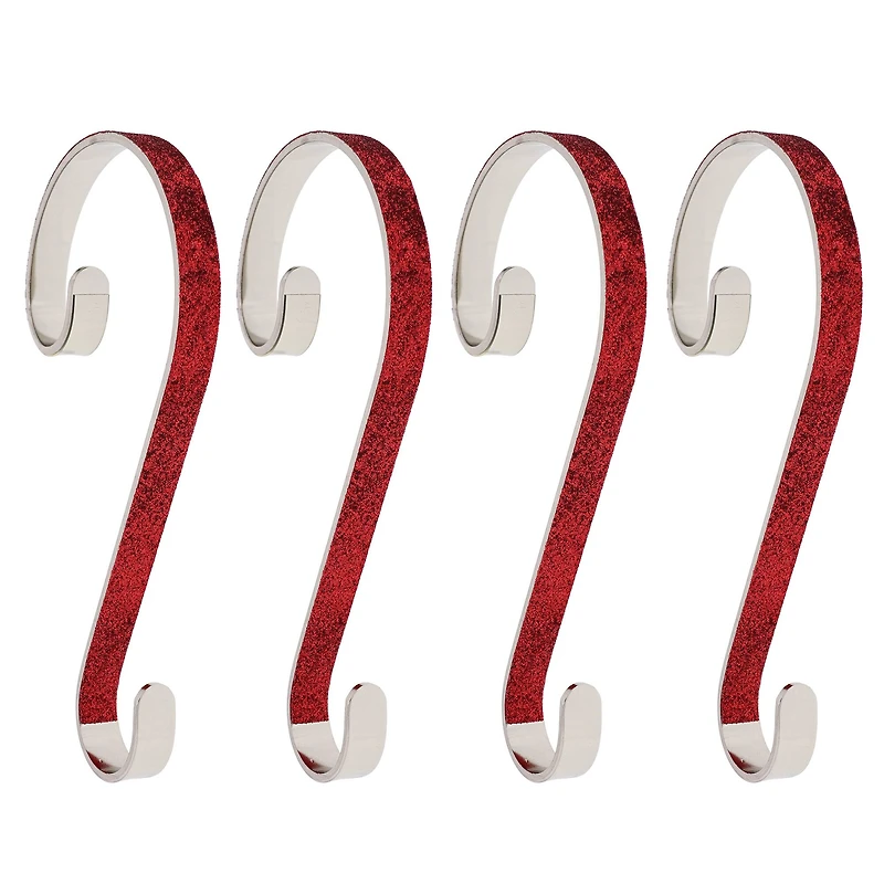 Haute Decor Stocking Scroll® Red Glitter Stocking Holders, 4ct.