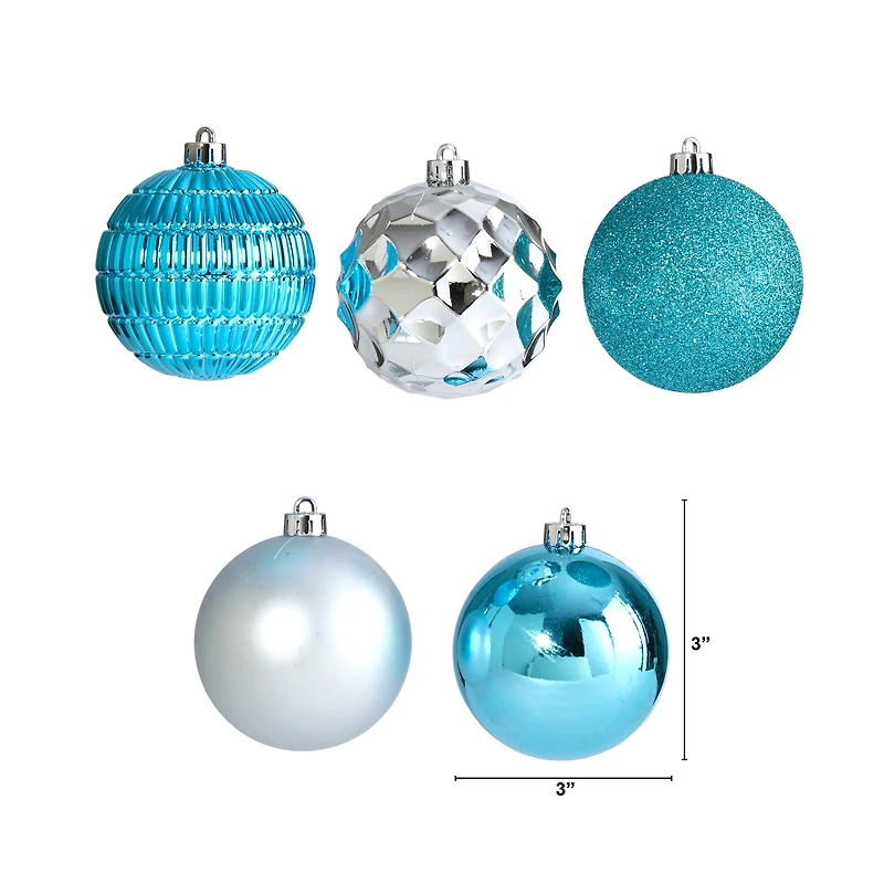 40ct. 3" Blue & Silver Shatterproof Ball Ornaments