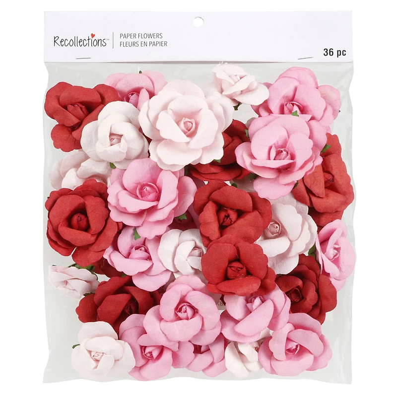 Pink & Red Paper Roses by Recollections™, 36ct.