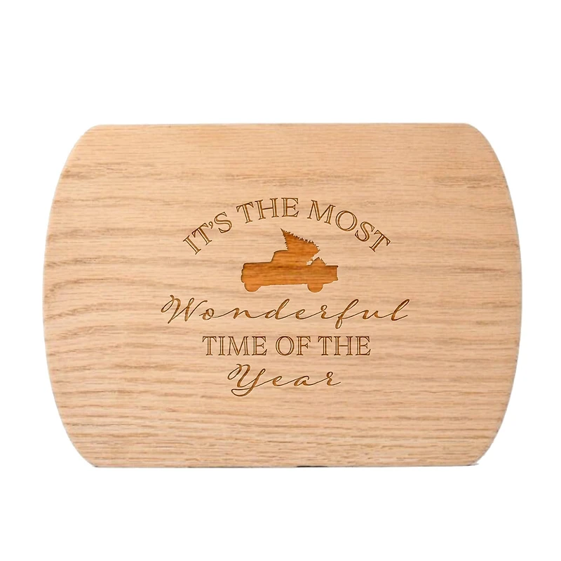 It's the Most Wonderful Time of the Year 8" x 11" Redwood Oval Cutting Board