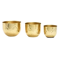 Hello Honey® Antique Gold Debossed Metal Planter Set