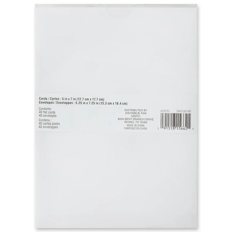 White & Gold Foil Flat Cards & Envelopes by Recollections™, 5" x 7"