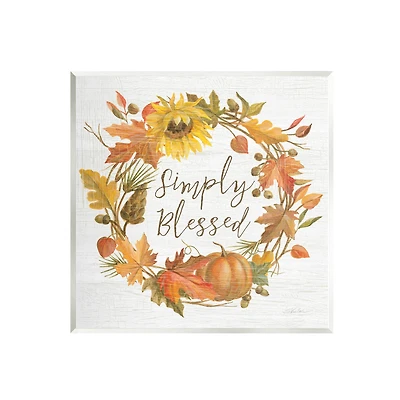 Stupell Industries Simply Blessed Autumn Wreath Wall Plaque Art