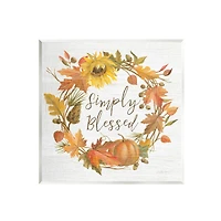 Stupell Industries Simply Blessed Autumn Wreath Wall Plaque Art