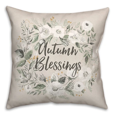 Multicolor Floral Wreath Blessings Throw Pillow
