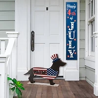 Glitzhome® 24.5" Patriotic Double-Sided HOME/WELCOME Dachshund Décor