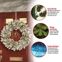 30" LED Snowy Sheffield Spruce Wreath