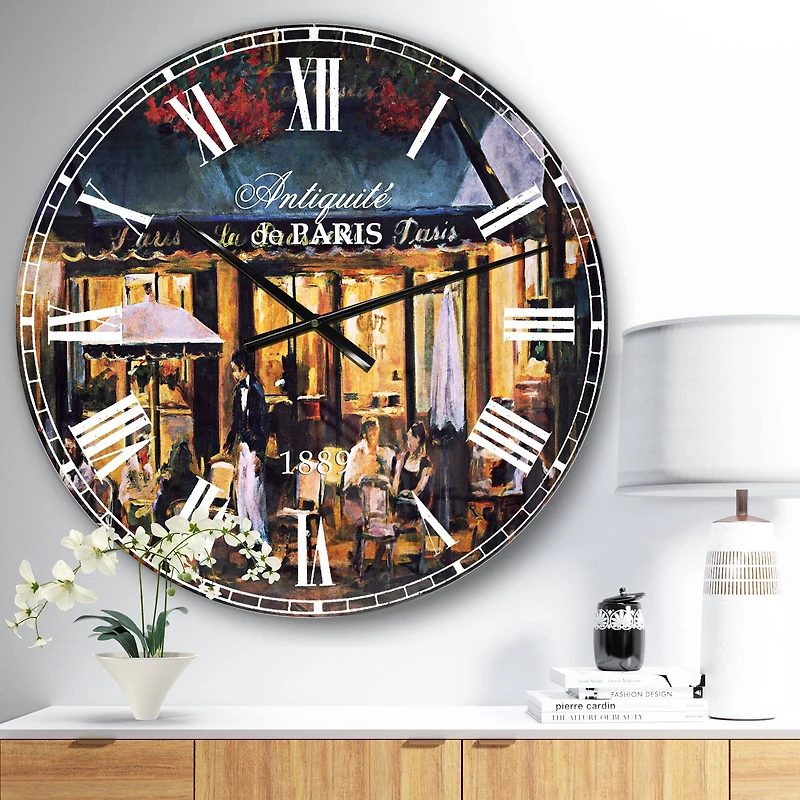 Designart 'La Brasserie Of Champs-Élysées Paris Traditional Wall Clock