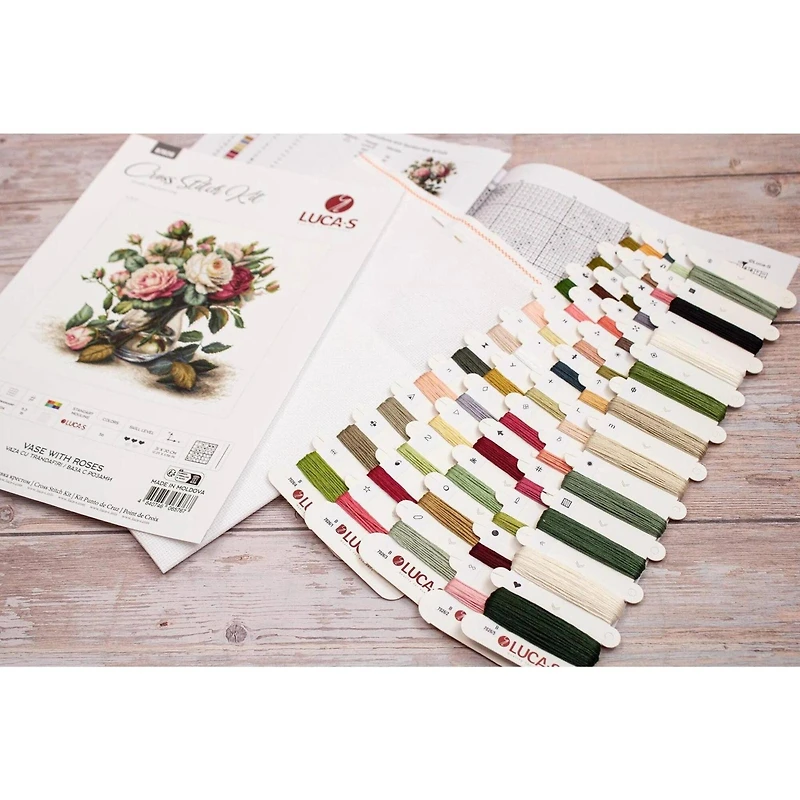 Luca-S Vase with Roses Counted Cross Stitch Kit