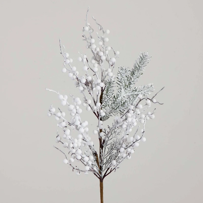 30" Flocked White Berry Stems, 3ct.