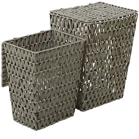 Gray Metal Storage Basket with Matching Lids Set of 2 22", 19"