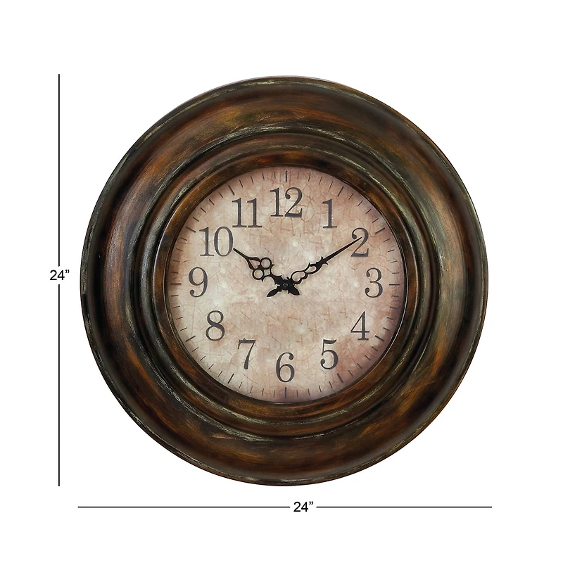 Brown Rustic Metal Wall Clock, 24" x 24"