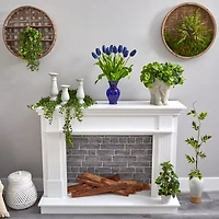 22" Blue Dutch Tulip Arrangement in Blue Vase
