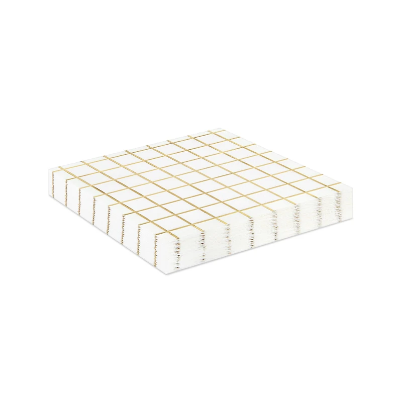 Gold Foil Grid Paper Beverage Napkins by Celebrate It™, 16ct.