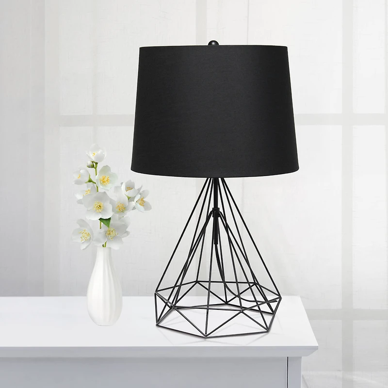 Lalia Home 23.5" Geometric Wired Table Lamp with Fabric Shade