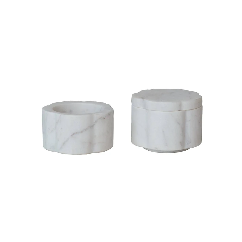 Hello Honey Elegant White Marble Pinch Pot with Lid