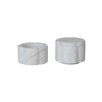 Hello Honey Elegant White Marble Pinch Pot with Lid