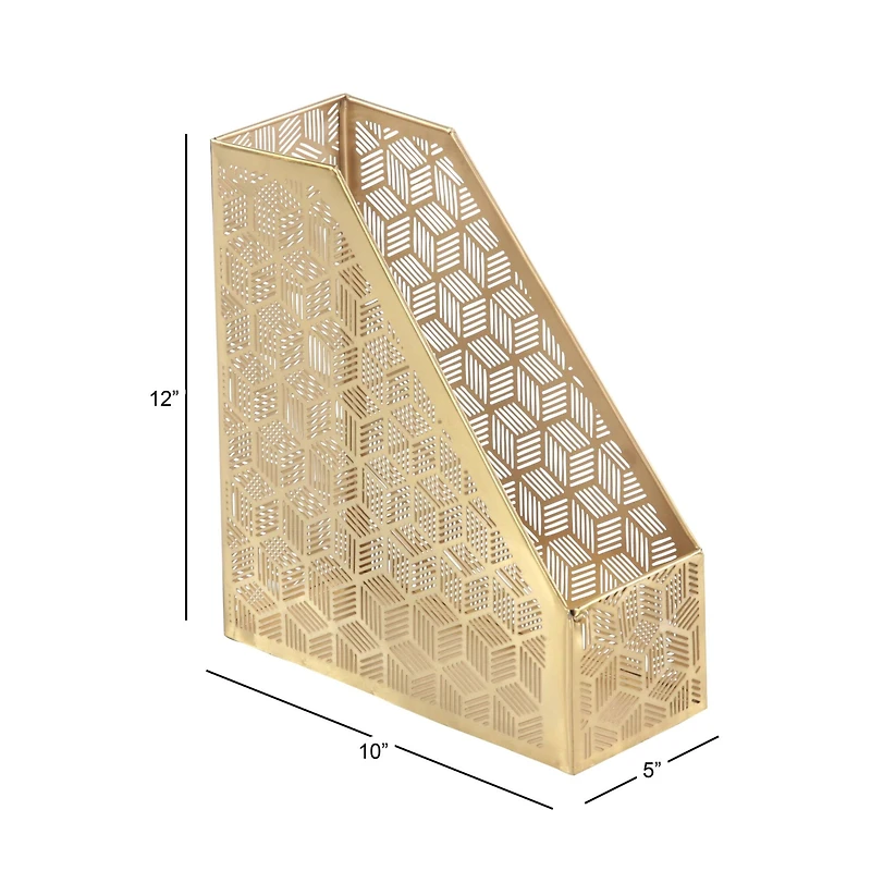 12" Gold Iron Glam Magazine Holder