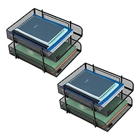 Mind Reader Network Collection Black Metal Mesh 2-Tier Letter Size Paper Trays, 2ct.
