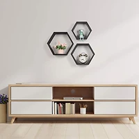 NEX™ Black Wall-Mounted Hexagon Floating Shelves Set