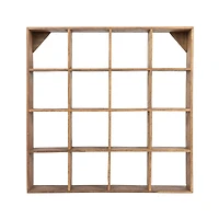 Hello Honey® 28" Square Walnut Finish Reclaimed Wood Shelf with 16 Compartments