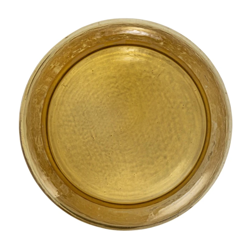 Hello Honey® Yellow & Whitewash Hammered Glass Jar with Mango Wood Lid