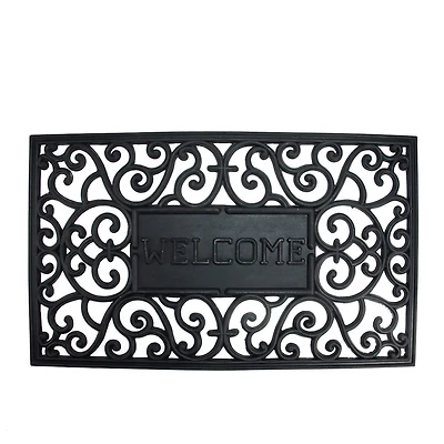 Black Scroll Welcome Doormat
