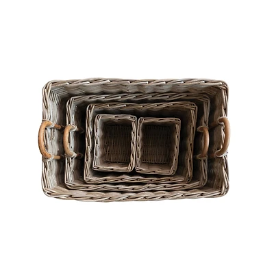 Hello Honey® Natural Hand Woven Rattan Nested Storage Basket Set