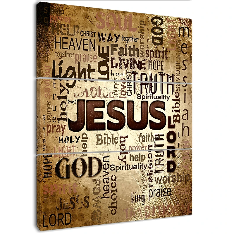 Designart - Jesus' word cloud in grunge background